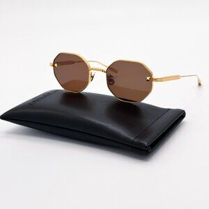 NEW VALENTINO SUNGLASSES VLS-122C GOLD/BROWN WOMEN VALENTINO EYEWEAR